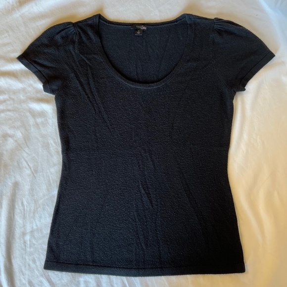 Black Short Sleeved Sweater by East 5th LG Scoop Neck Comfy Soft Acrylic - Picture 1 of 10